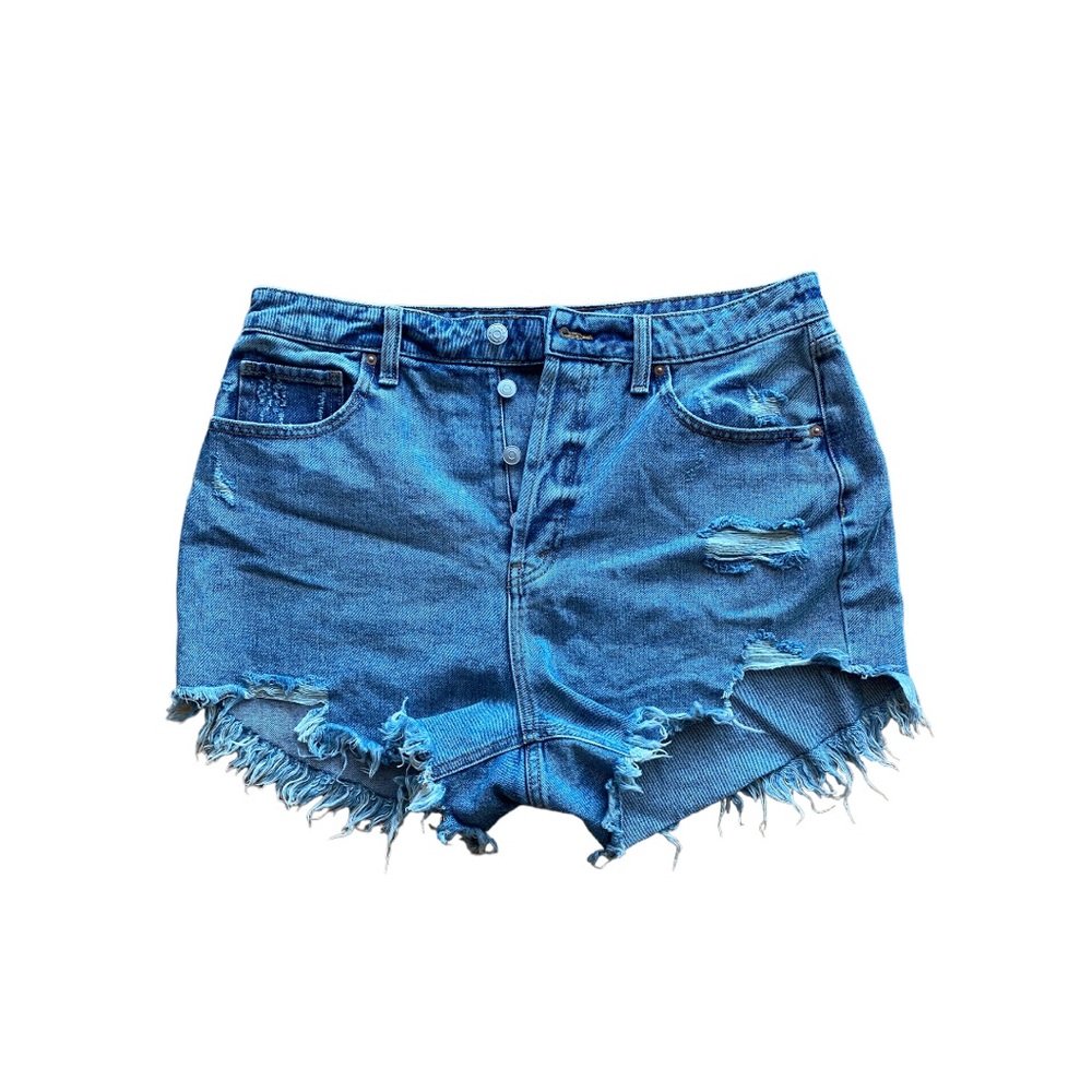 Wild fable button fly high-rise frayed hem denim shorts size 14